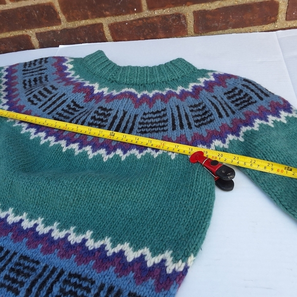 Unisex Handmade Ecuadorian Colorful Wool Crewneck Ski Sweater M- XL - Picture 4 of 10